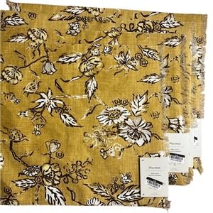 Threshold Floral Print Woven Placemats 4pc Cotton Fringe Farmhouse Cottage NWT
